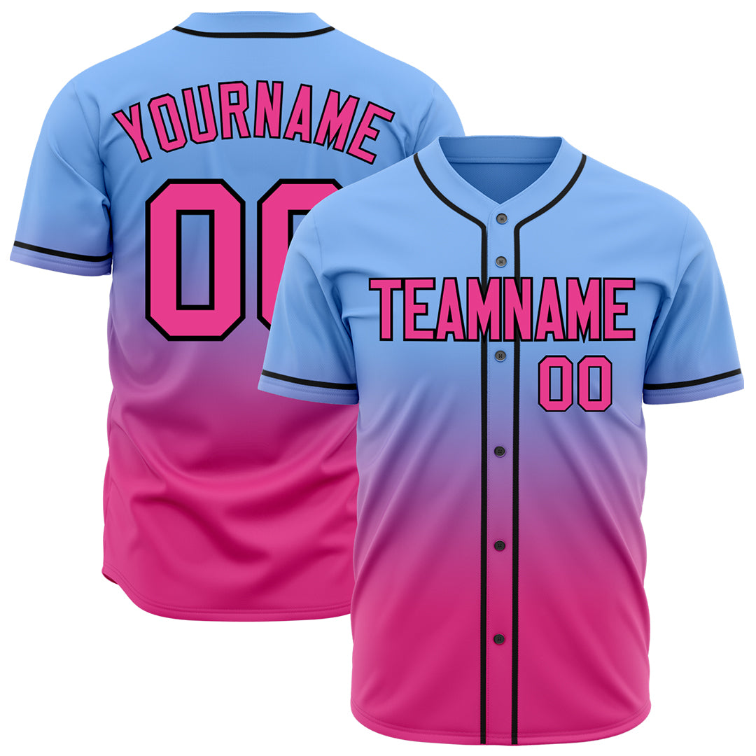 Custom Gradient Black Baseball Jersey Full Button Down Fans Special Edition Authentic Shirt