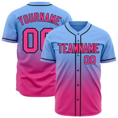 Custom Gradient Black Baseball Jersey Full Button Down Fans Special Edition Authentic Shirt