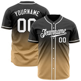 Custom Gradient Black Gold Baseball Jersey Full Button Down Fans Special Edition Authentic Shirt