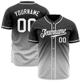 Custom Gradient Black Gray Baseball Jersey Full Button Down Fans Special Edition Authentic Shirt