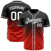 Custom Gradient Black Red Baseball Jersey Full Button Down Fans Special Edition Authentic Shirt