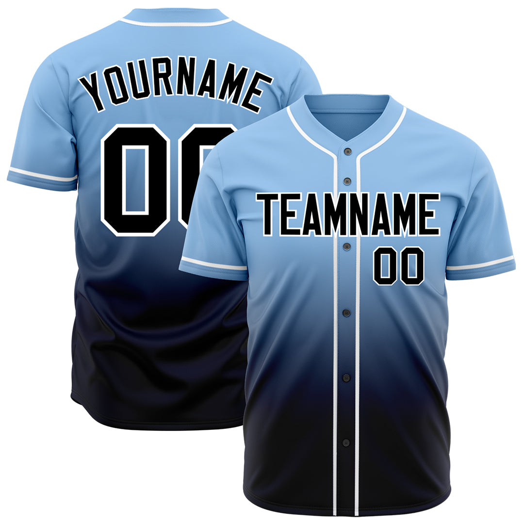 Custom Gradient Blue Baseball Jersey Full Button Down Fans Special Edition Authentic Shirt