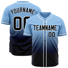 Custom Gradient Blue Baseball Jersey Full Button Down Fans Special Edition Authentic Shirt