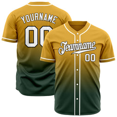 Custom Gradient Crimson Black Green Baseball Jersey Full Button Down Fans Special Edition Authentic Shirt