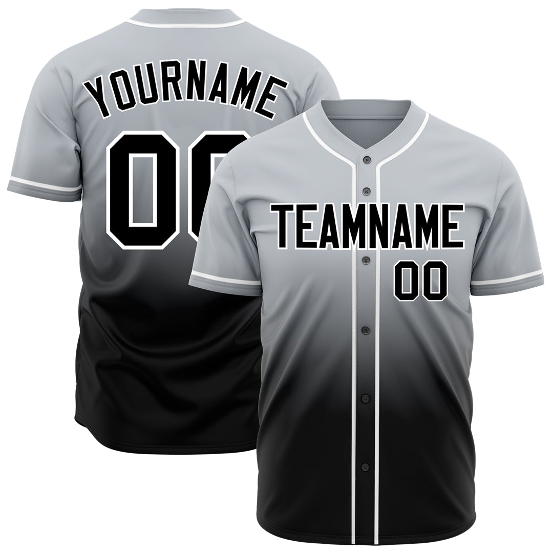 Custom Gradient Gray Baseball Jersey Full Button Down Fans Special Edition Authentic Shirt