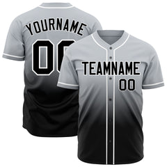 Custom Gradient Gray Baseball Jersey Full Button Down Fans Special Edition Authentic Shirt
