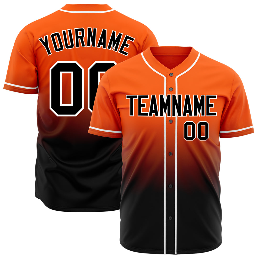 Custom Gradient Orange Baseball Jersey Full Button Down Fans Special Edition Authentic Shirt