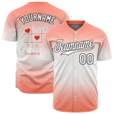 Custom Gradient Pink Valentine's Day Baseball Jersey Fans Special Edition Authentic Full Button Down Shirt
