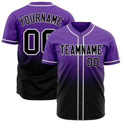 Custom Gradient Purple Baseball Jersey Full Button Down Fans Special Edition Authentic Shirt