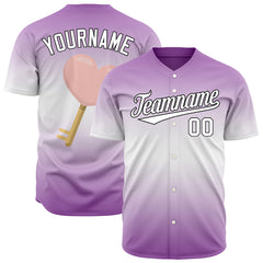 Custom Gradient Purple Key Valentine's Day Baseball Jersey Fans Special Edition Authentic Shirt