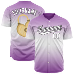 Custom Gradient Purple Valentine's Day Baseball Jersey Fans Special Edition Authentic Shirt