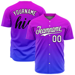 Custom Gradient Purple Valentine's Day Baseball Jersey Full Button Down Fans Special Edition Authentic Shirt