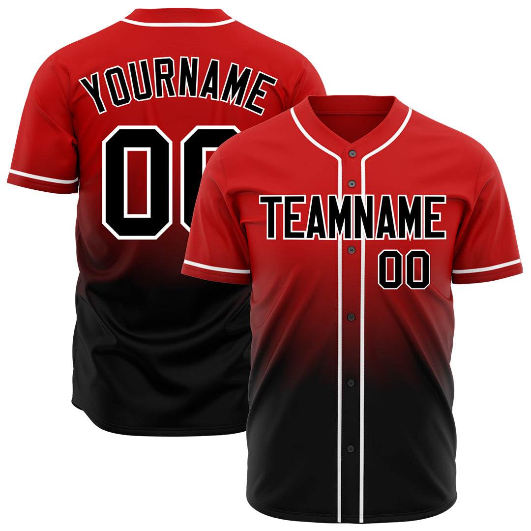 Custom Gradient Red Baseball Jersey Full Button Down Fans Special Edition Authentic Shirt