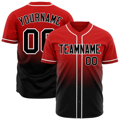 Custom Gradient Red Baseball Jersey Full Button Down Fans Special Edition Authentic Shirt