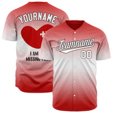 Custom Gradient Red Heart Valentine's Day Baseball Jersey Fans Special Edition Authentic Shirt