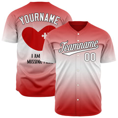 Custom Gradient Red Heart Valentine's Day Baseball Jersey Fans Special Edition Authentic Shirt