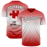Custom Gradient Red Puzzle Valentine's Day Baseball Jersey Fans Special Edition Authentic Shirt