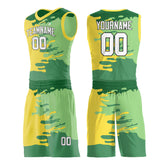 Custom Graffiti Pattern Green Basketball Uniform Personailzed Printed Athletic Sports Mesh Jersey