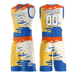 Custom Graffiti Pattern Orange Basketball Uniform Personailzed Printed Athletic Sports Mesh Jersey