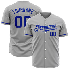 Custom Gray Baseball Jersey Stitched Authentic Button Down Vintage Shirt