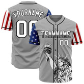 Custom Gray National USA Flag Two Tone Authentic Vintage Baseball Jersey