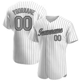 Custom Gray Pinstripe Baseball Jersey Authentic Button Down Vintage White Shirt