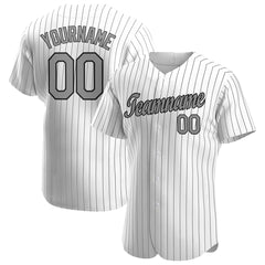Custom Gray Pinstripe Baseball Jersey Authentic Button Down Vintage White Shirt
