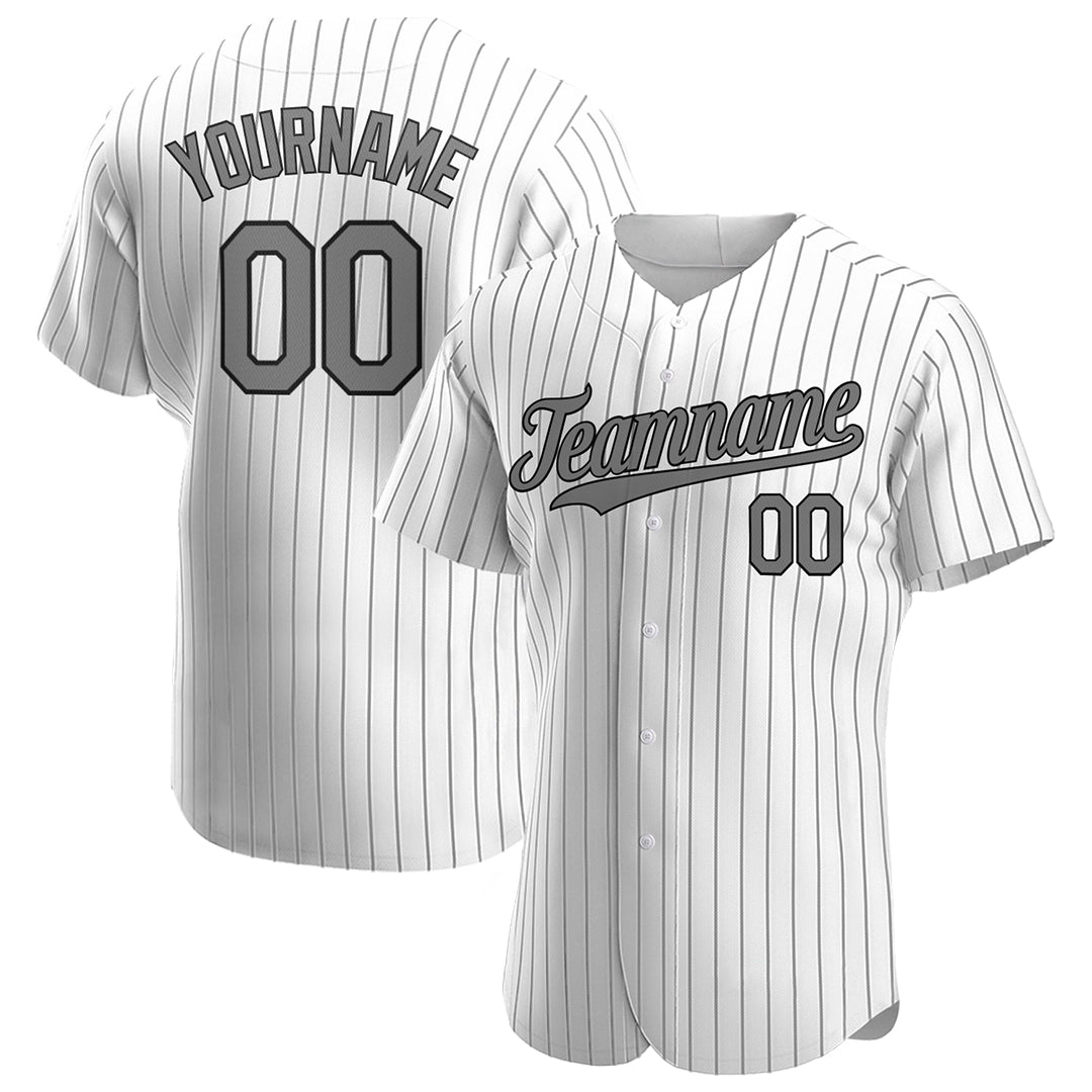 Custom Gray Pinstripe Baseball Jersey Stitched Authentic Button Down Vintage