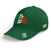 Custom Green Baseball Cap Mexican Flag Adjustable Hat for Men and Women