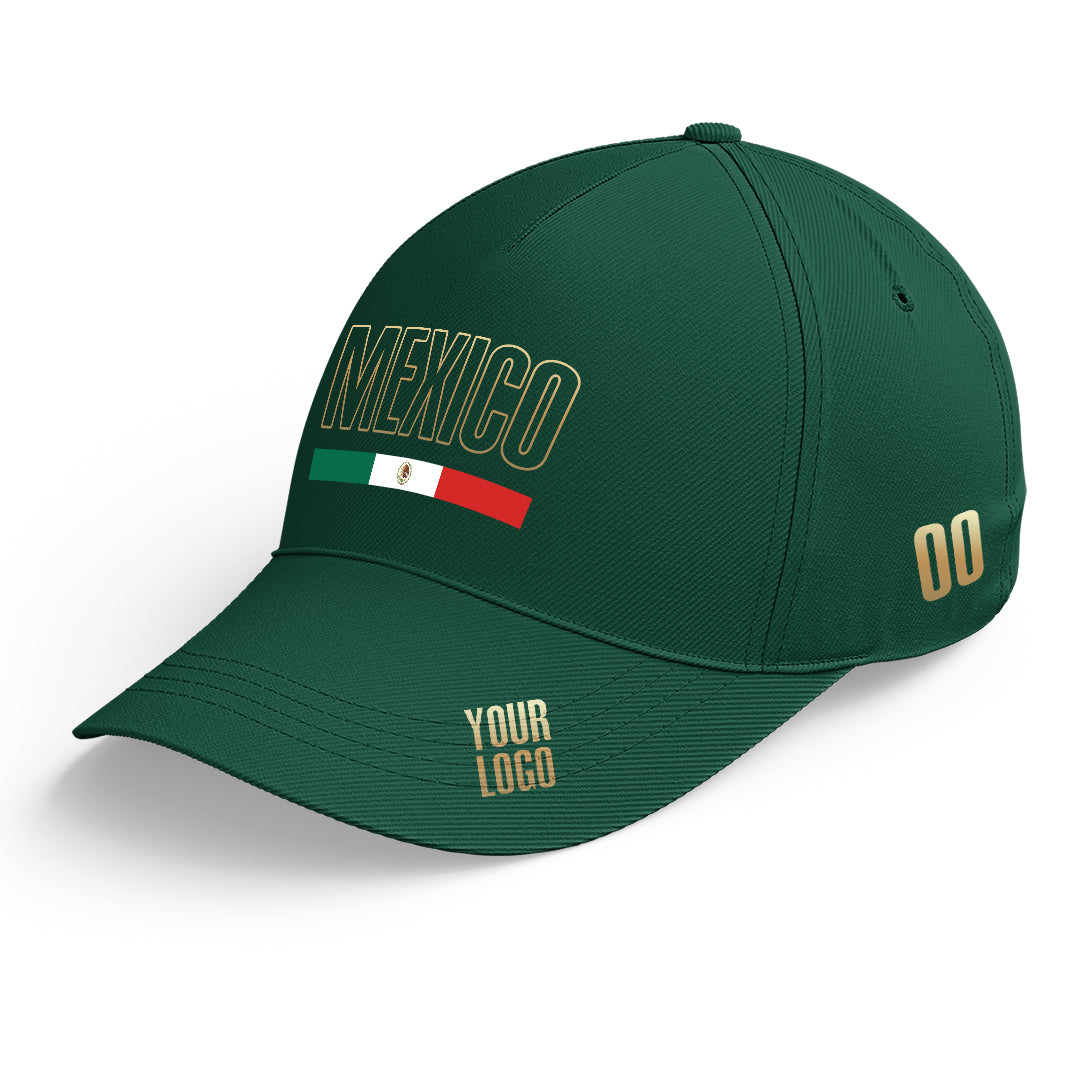 Custom Green Baseball Cap Mexican Flag Adjustable Hat for Men and Women Available