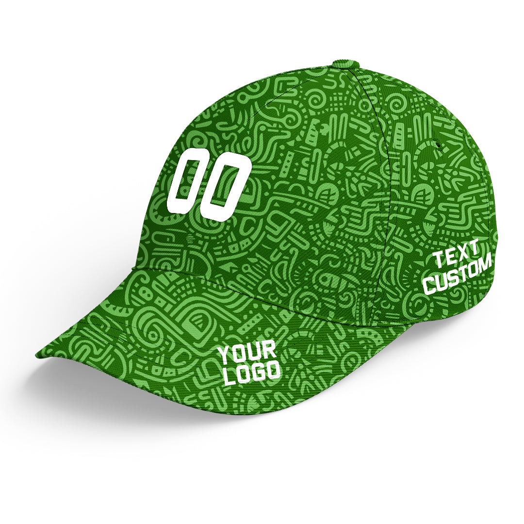 Custom Green Baseball Cap Print Logo Text Adjustable Hat For Men Women