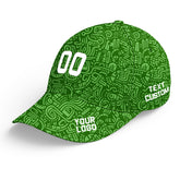 Custom Green Baseball Cap Print Logo Text Adjustable Hat For Men Women