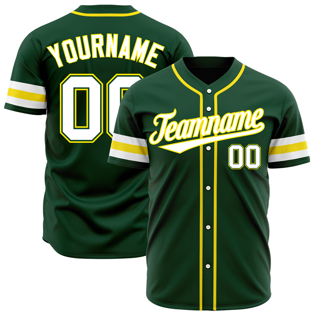 Custom Green Baseball Jersey Authentic Button Down Vintage Game Training Shirt