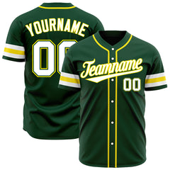 Custom Green Baseball Jersey Authentic Button Down Vintage Game Training Shirt