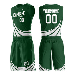 Custom Green Basketball Team Uniform Print Athletic V-Neck Mesh Jersey