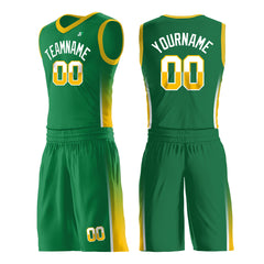 Custom Green Basketball Uniform Design Your Own Print Athletic V Neck Mesh Jersey