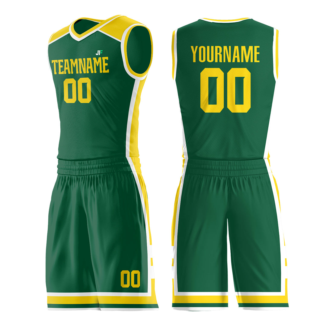 Custom Green Basketball Uniform Personailzed Printed Athletic Mesh Jersey