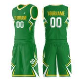 Custom Green Basketball Uniform Print Name Number Athletic V Neck Mesh Jersey Design Your Own