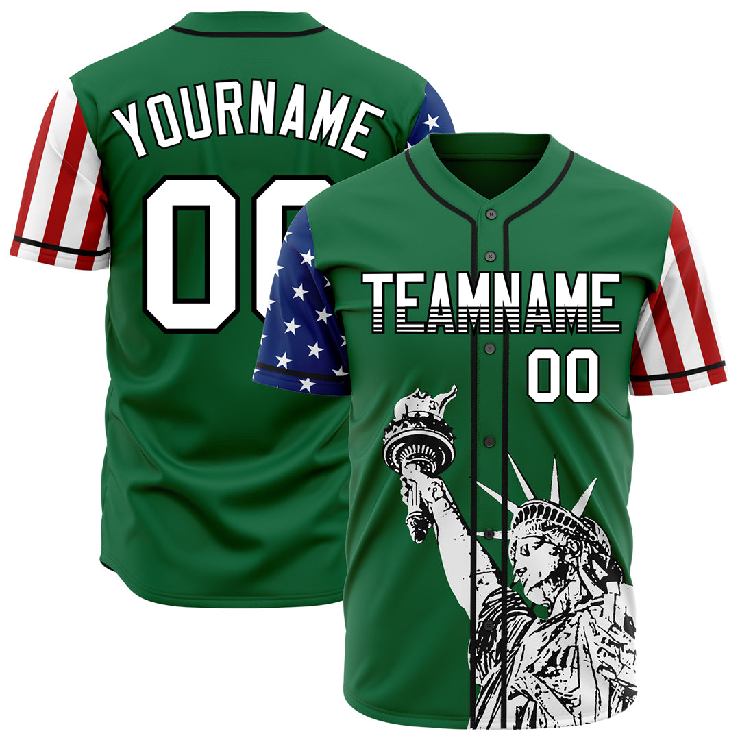 Custom Green National USA Flag Two Tone Authentic Vintage Baseball Jersey