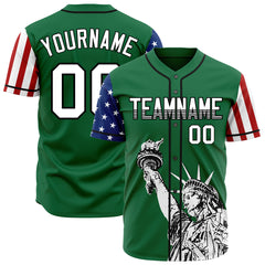 Custom Green National USA Flag Two Tone Authentic Vintage Baseball Jersey