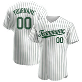 Custom Green Pinstripe Baseball Jersey Stitched Authentic Button Down Vintage