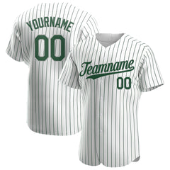 Custom Green Pinstripe Baseball Jersey Stitched Authentic Button Down Vintage
