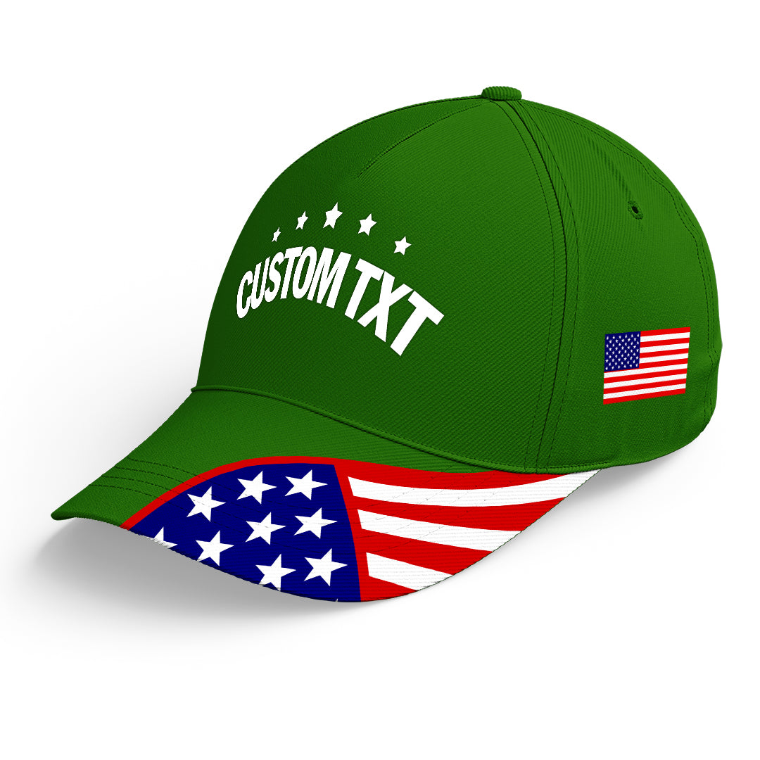 Custom Green Print Caps Personalized Logo Text Hat Ideal for Business Events Gifts