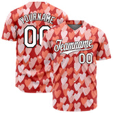 Custom Light Pink Heart Valentine's Day Baseball Jersey Fans Special Edition Authentic Full Button Down Shirt