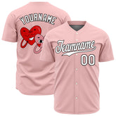 Custom Light Pink Valentine's Day Baseball Jersey Fans Special Edition Authentic Full Button Down Shirt
