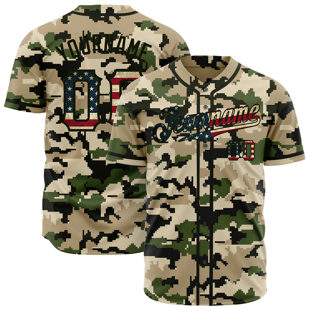 Custom National Flag Camo Authentic Vintage Baseball Jersey