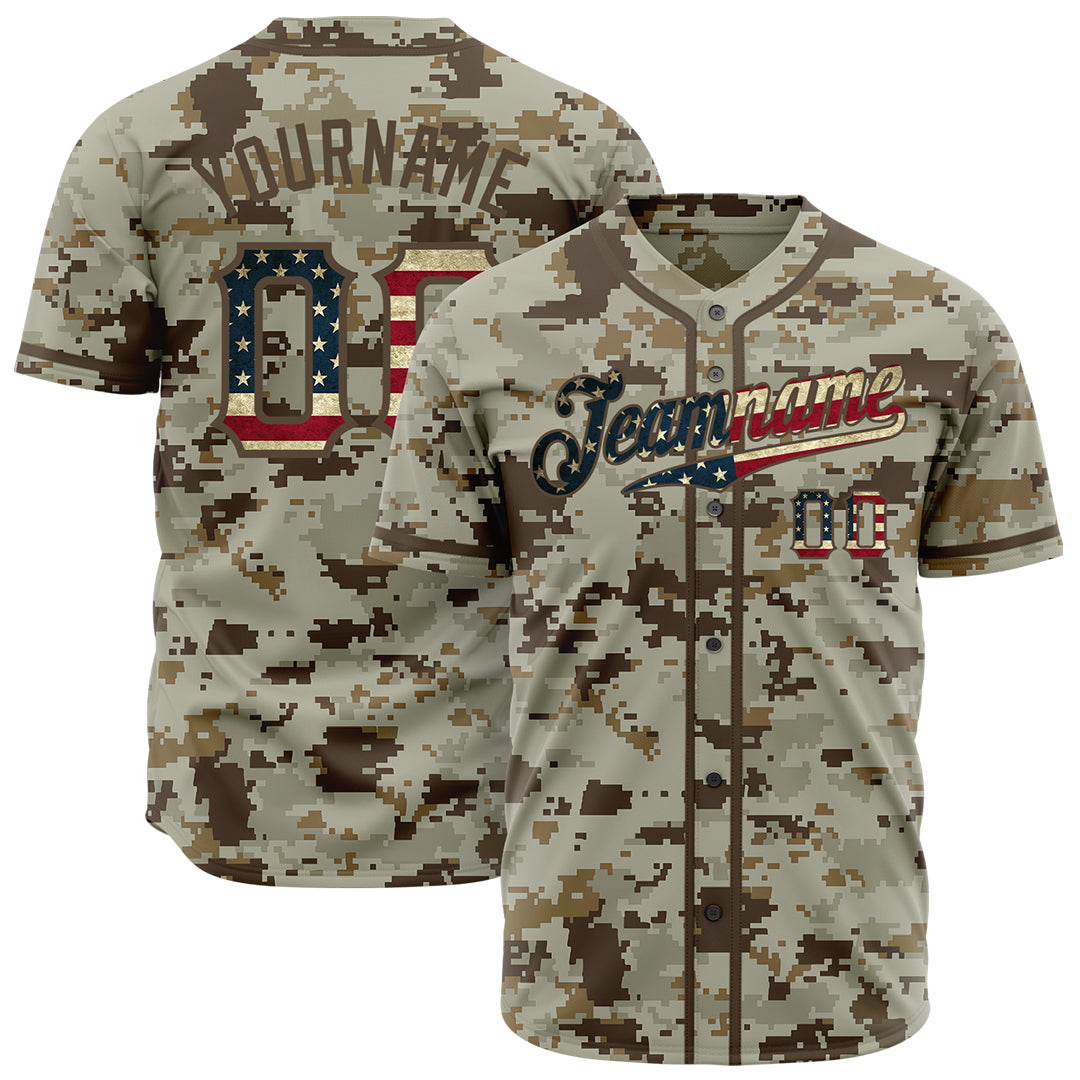 Custom National Flag Camo Fans Special Edition Authentic Stitched Vintage Baseball Jersey