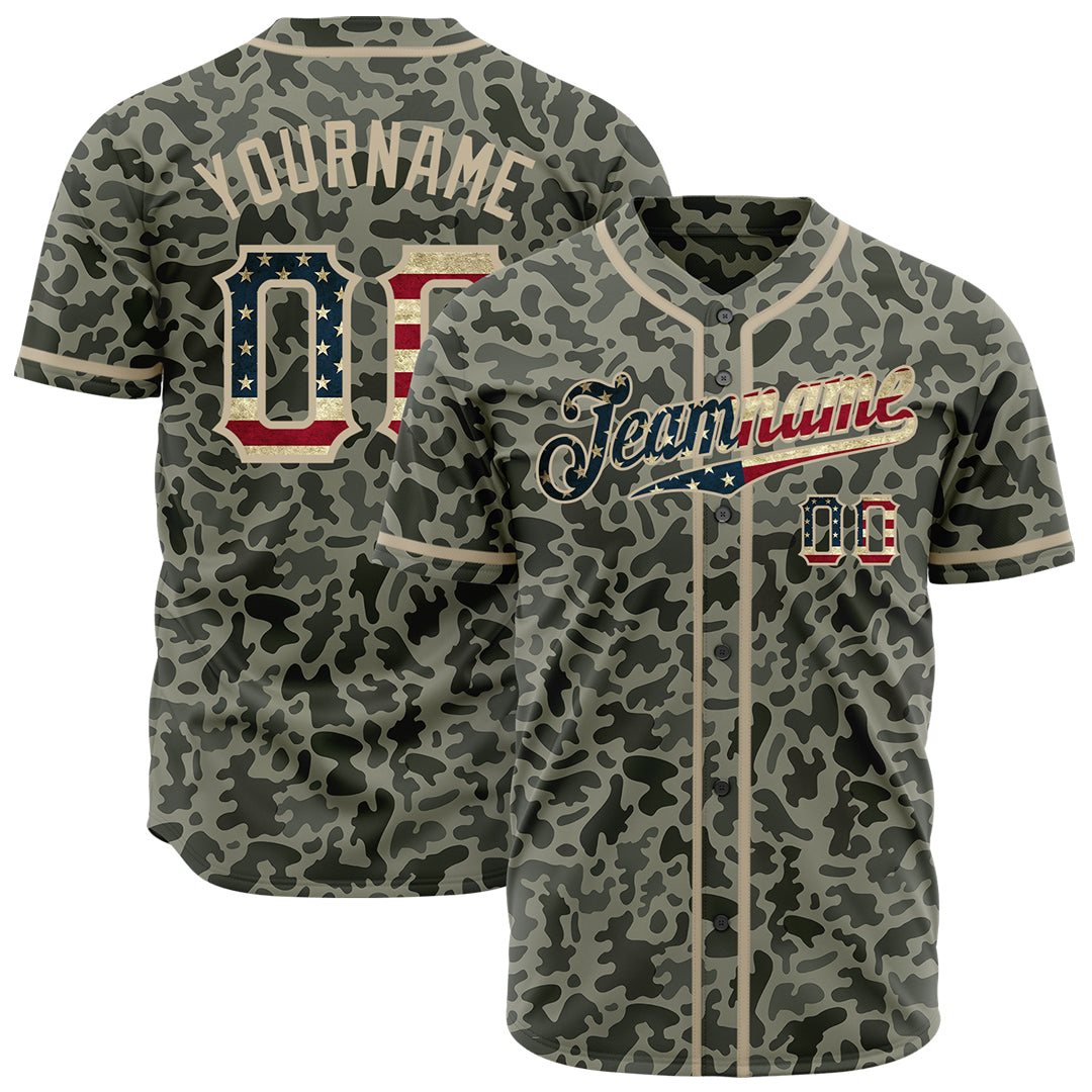 Custom National Flag Camo Fans Special Edition Authentic Vintage Baseball Jersey For Men Women Boy