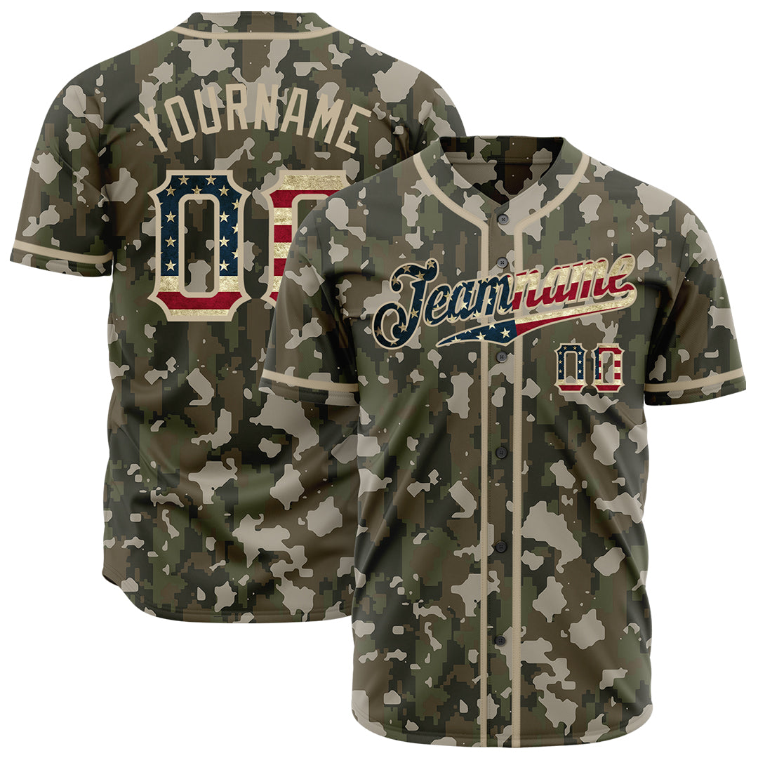 Custom National Flag Camo Shirts Fans Special Edition Authentic Vintage Baseball Jersey