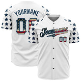 Custom National USA Flag Two Tone Authentic Vintage White Baseball Jersey
